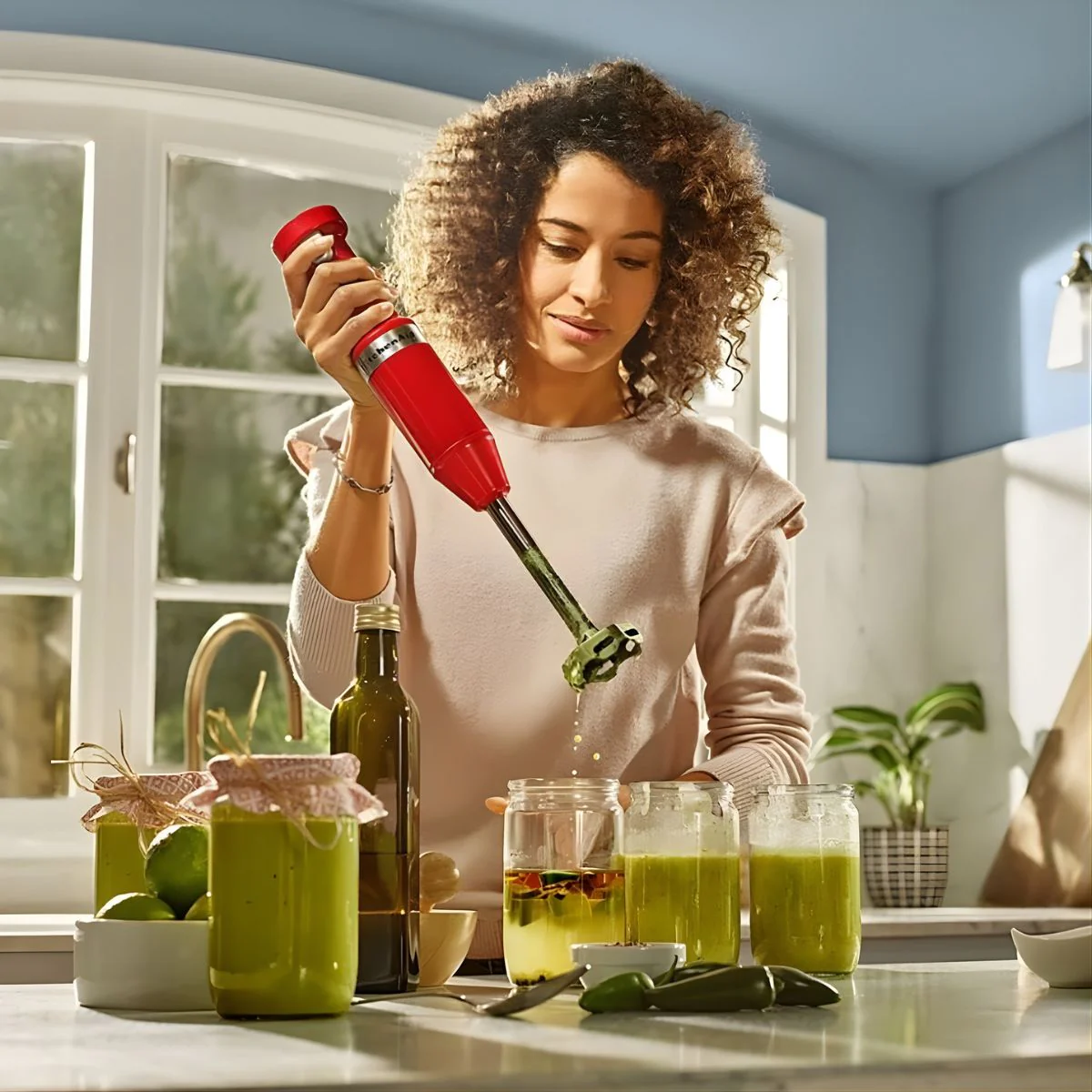 Batidora de mano inalámbrica roja KitchenAid