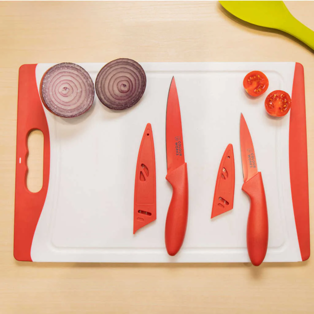 Set de 3 piezas de cuchillos y tabla de cortar Colourworks KitchenCraft - Imagen 3