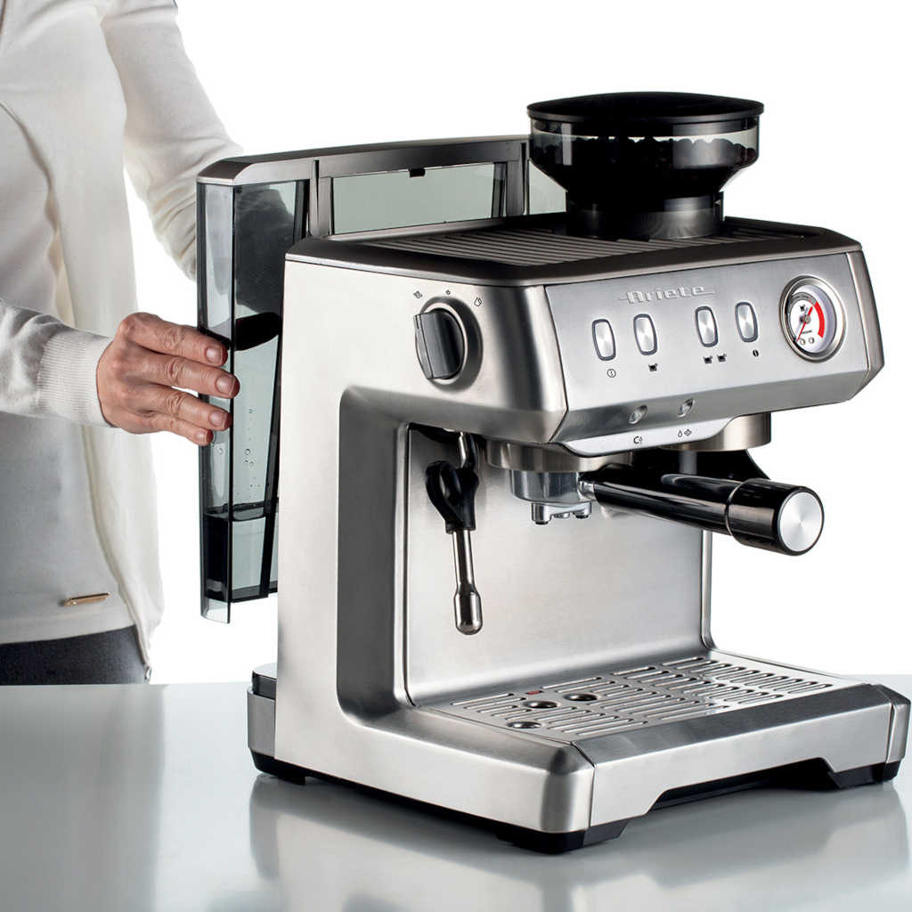 Cafetera Espresso de metal con molinillo de café y monodosis Ariete - Imagen 9