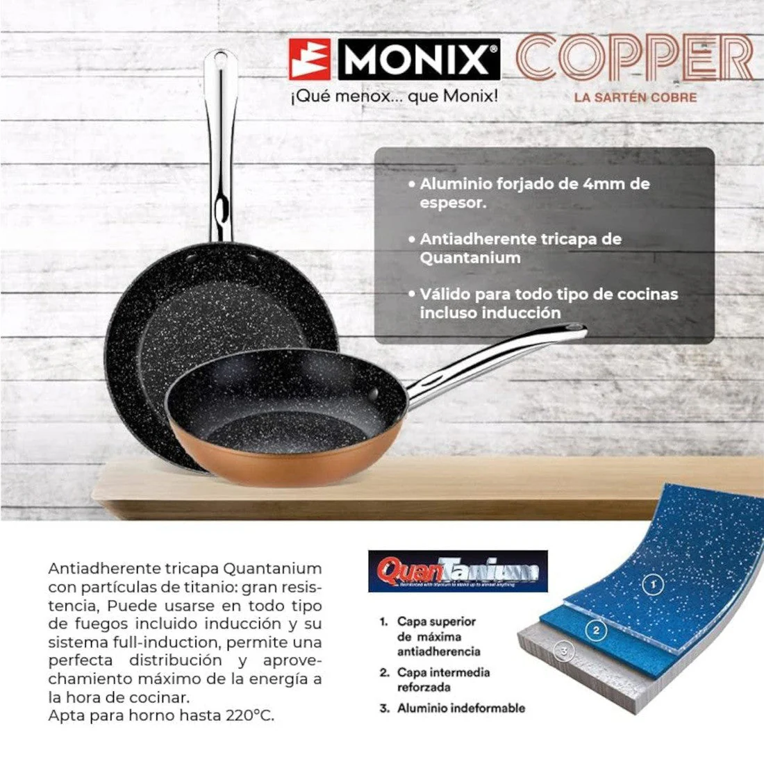 Grill antiadherente con rayas Copper Monix - Imagen 4