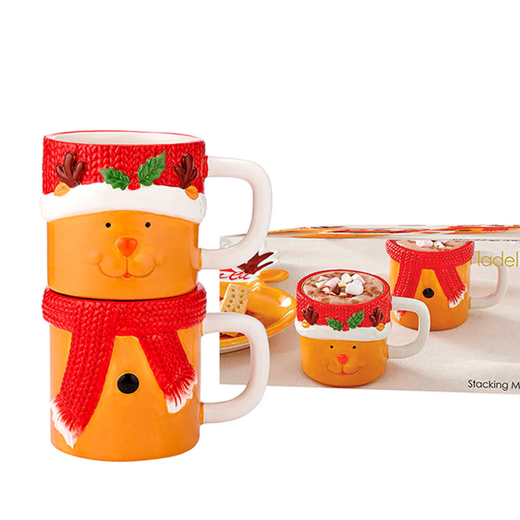 Set de 2 tazas apilables Mug Reno de Navidad Ladelle - Imagen 2
