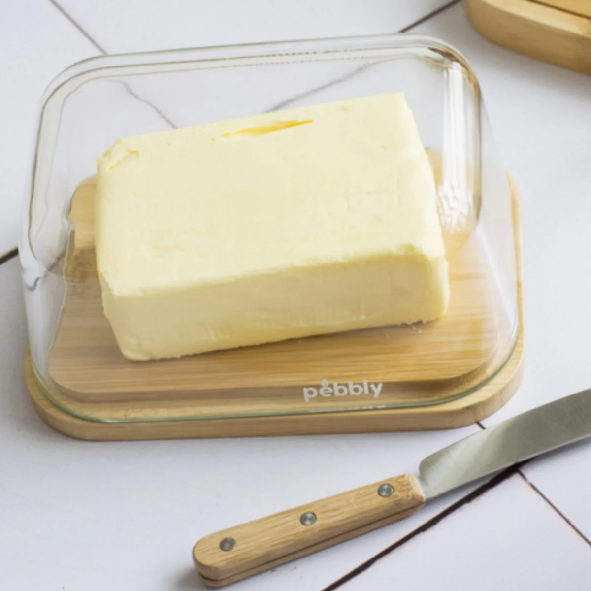 Set mantequillera y cuchillo de Pebbly - Imagen 2