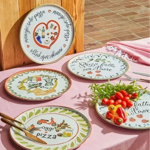 Set de 4 platos de porcelana para pizza Cinzia Andrea Fontebasso Tognana