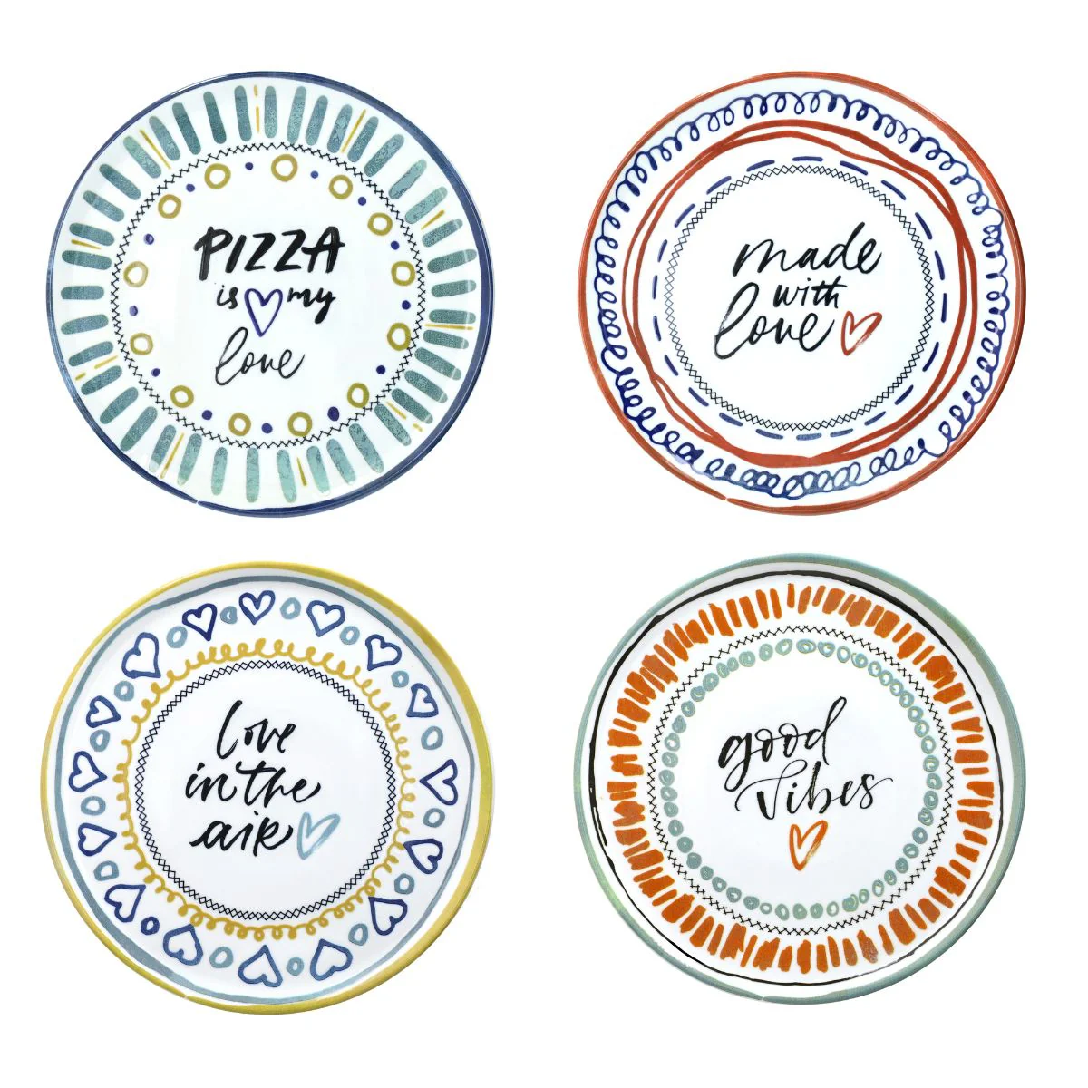 Set de 4 platos de porcelana para pizza Love Andrea Fontebasso Tognana - Imagen 3