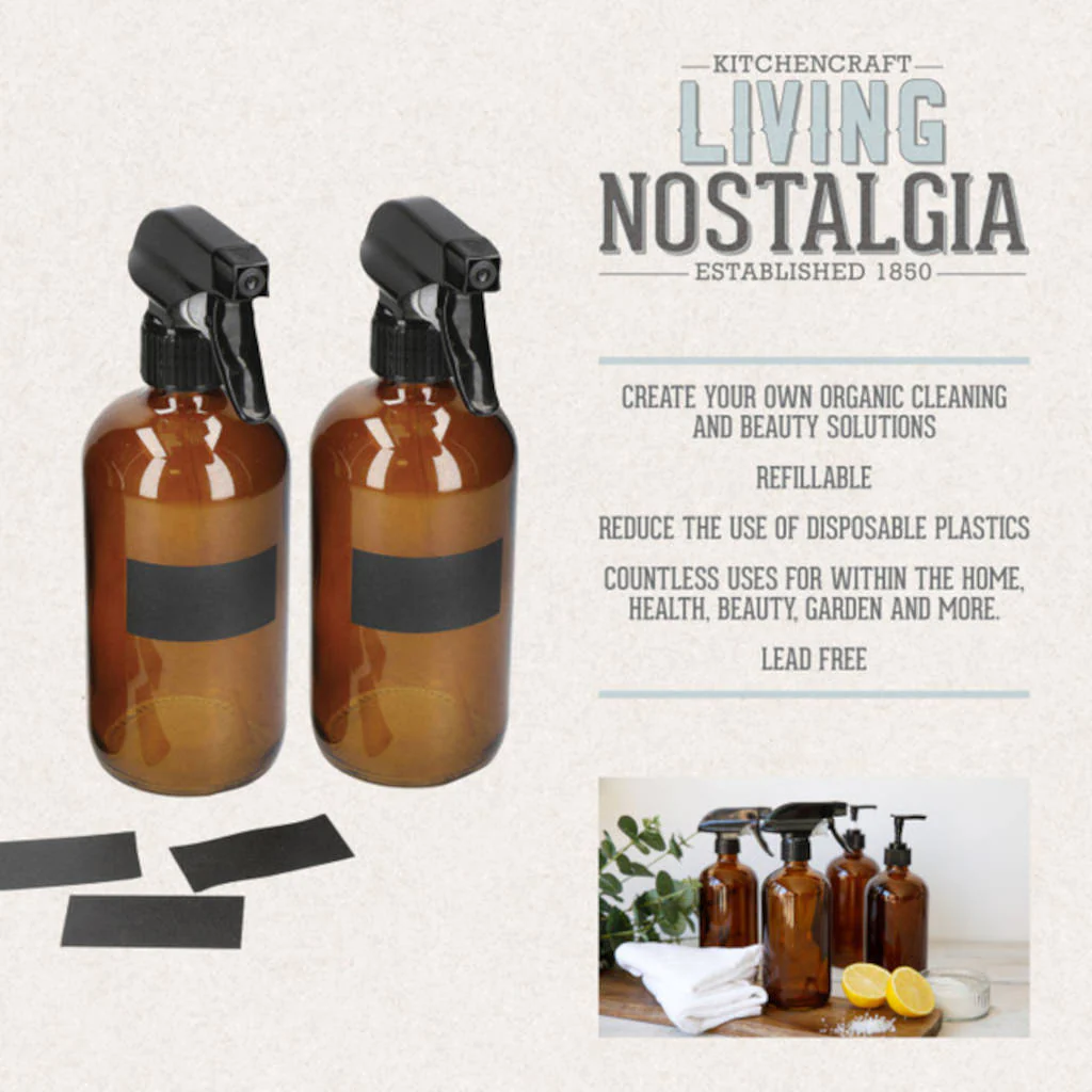 Set de botellas de VIDRIO ámbar con spray Living Nostalgia KitchenCraft - Imagen 9