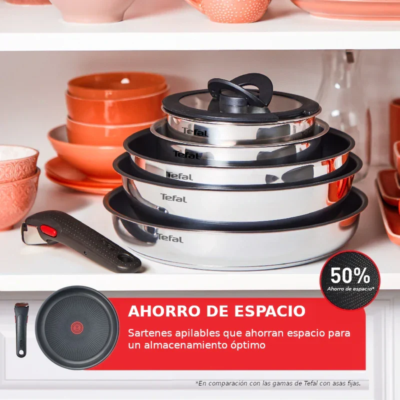 Conjunto de 3 sartenes y mango Ingenio Emotion Tefal 22, 24 y 28 cm - Imagen 8